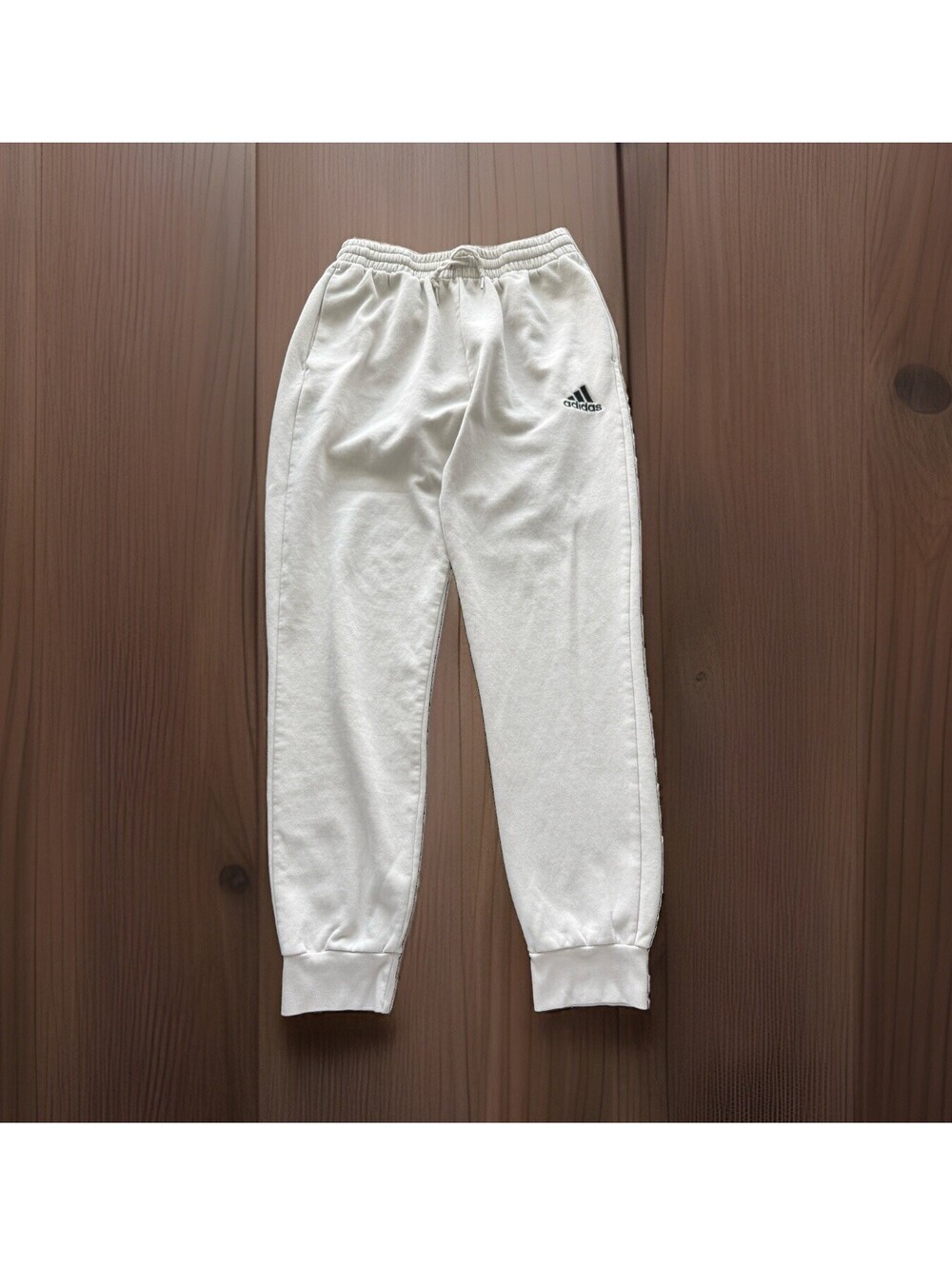 Adidas Men’s Beige Jogger Pants Sz Small Cotton Drawstring Elastic Waist Tapered